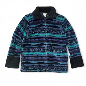 Vintage Duffel Outdoors Blue patterned Fleece Jacket